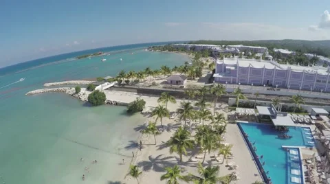 Flyover beach in Jamaica Stock Footage 53064831