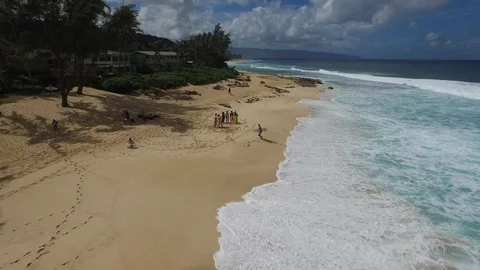 Flyover Beautiful Beach in Hawaii Stock Footage 100143080