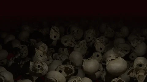 Flyover a bed of skulls Stock Footage 67220456