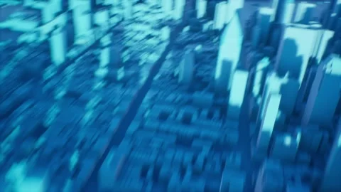 Flyover of blue 3D modeled Vídeos de archivo 155226371