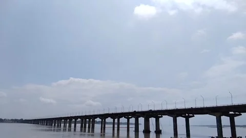 Flyover bridge over the river Stock Footage 253177349
