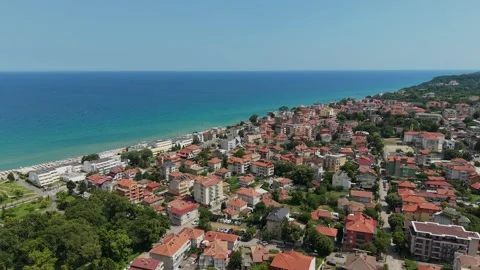 Flyover camera movement above Obzor resort in Bulgaria Stock Footage 344463686