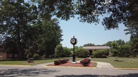 Flyover of Campus Clock Stock Footage 114890178