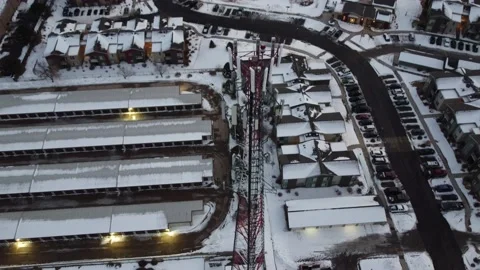Flyover Cell Tower Early Evening Stock Footage 229576816