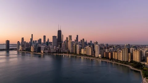 Flyover Chicago at Dawn Stock Footage 117865141