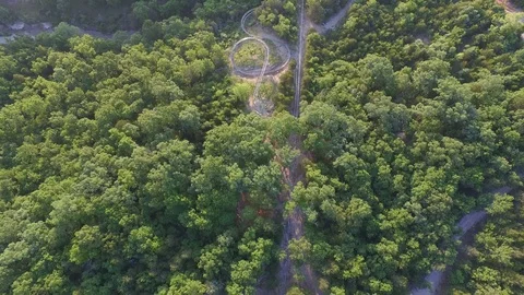 Flyover of Downhill Roller Coaster in Branson, Missouri Video stock 94554175