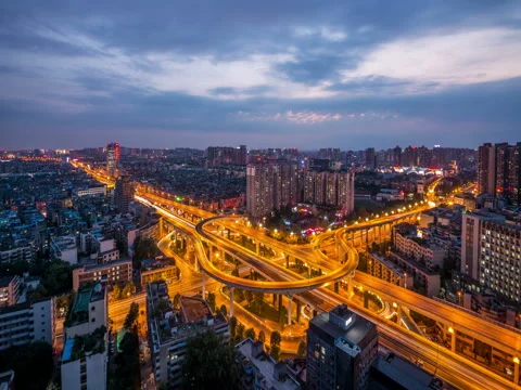 Flyover in the dusk in Chengdu 스톡 동영상 78006390
