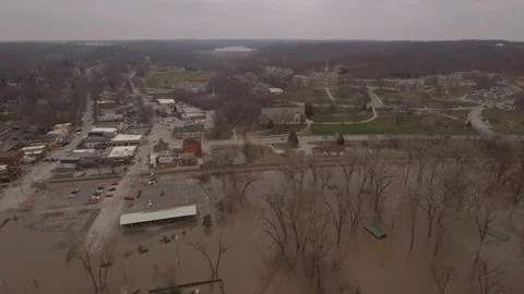 Flyover of Flooded Park Stock Footage 105423360