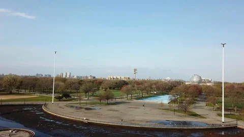 Flyover Flushing Meadow Park Queens NYC Stock Footage 106717346