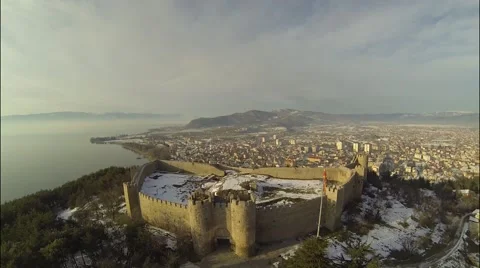 Flyover the fortress Stock Footage