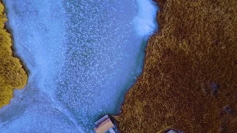 Flyover Frozen Marsh Stock Footage 71344569