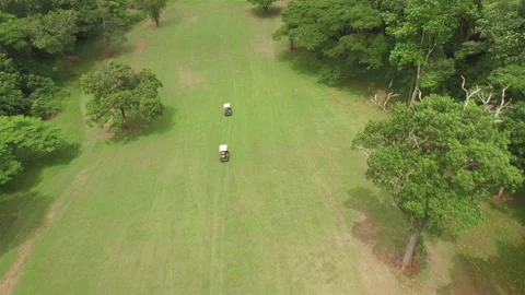 Flyover Golf Carts on a Course Stock Footage 248802086