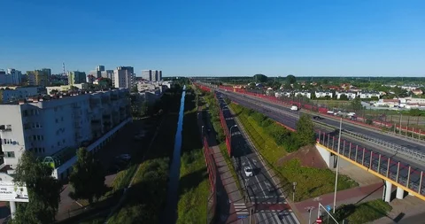 Flyover Highway. Freeway Intersection Stock Footage 91104980