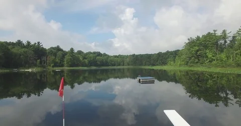 Flyover Lake Towards Forest Stock Footage 79376242