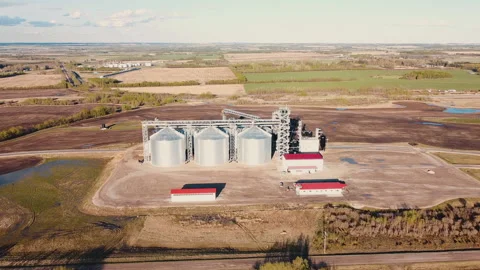 Flyover of Large Grain Terminal Stock Footage 131276859