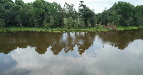 Flyover A Man-Made Lake Stock Footage 110263898