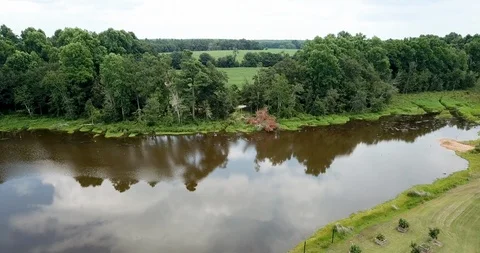 Flyover A Man-Made Lake Stock Footage 110278305