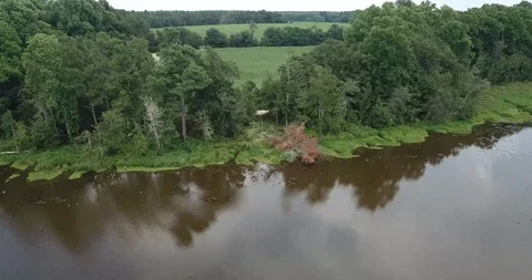 Flyover A Man-Made Lake Stock Footage 110280446