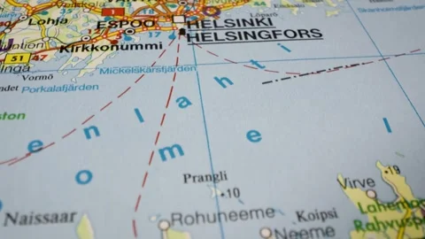 Flyover map following the water route between Tallinn and Helsinki Stock Footage 339490735