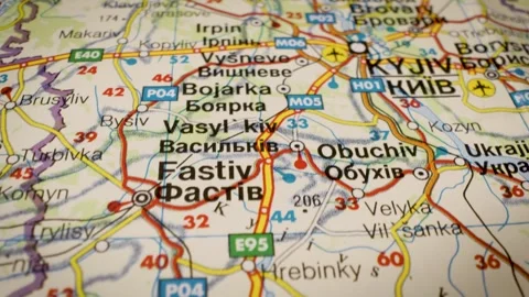 Flyover map highlighting the road network leading to Kyiv, Ukraine Stock Footage 339487922