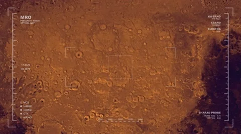 Flyover of Mars at approximate longitude of 36 degrees Stock Footage 49017099