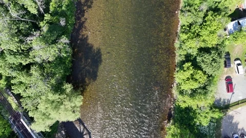 Flyover of the Matapédia River: Causapscal, QC, Canada Stock Footage 339465706