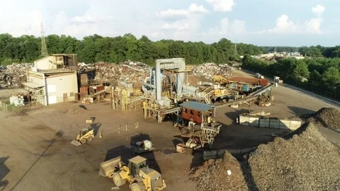 Flyover of Metal Recycle Facility Stock Footage 114828737