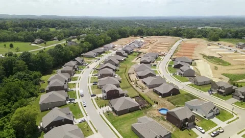 Flyover of a New Subdivision In spring Hill Tennessee Stock Footage 135410151