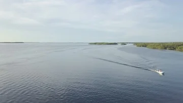 Flyover Ocean View of the Florida Keys from a Small Motorboat Stock Footage 85629017