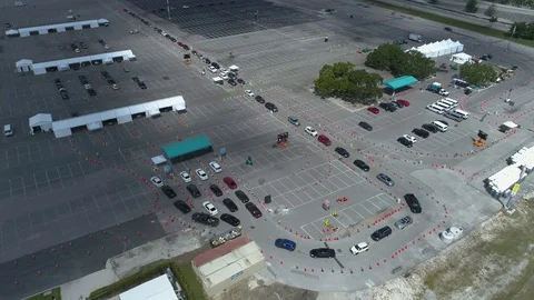 Flyover Orbiting Covid 19 Testing Site in Miami Stock Footage 127659145