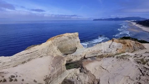 Flyover Oregon Coastal Beach Video stock 82702107