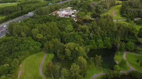 Flyover of a park Stock Footage 155575329