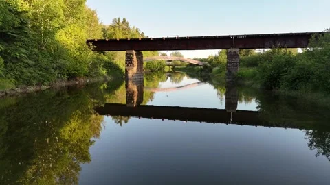 Flyover a River on a Calm Evening: Eel River, New Brunswick Stock Footage 339982607