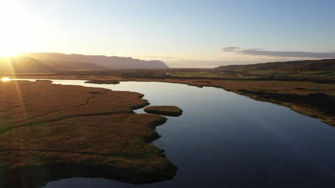 Flyover river towards sunset Stock Footage 341166327