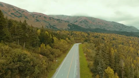 Flyover Road in Alaska In Fall Video stock 229906657
