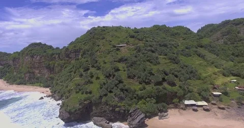 Flyover secluded beach in Java Stock Footage 71716682