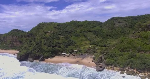 Flyover secluded coastline in Java Video stock 71716781