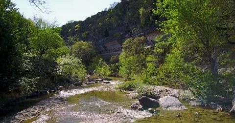 Flyover shot of river in Austin, Texas, United States Stock Footage 84355801