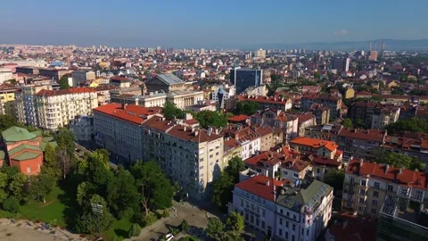 Flyover Sofia, Bulgaria. Drone flying over the city center, facing Stock Footage 278019898