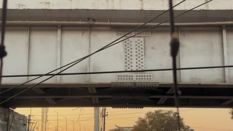Flyover Structure Against Evening Sky Stock Footage 325319698