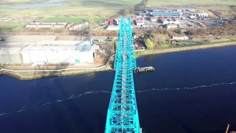 Flyover of Tees Transporter Bridge, Middlesbrough 库存影片 132122640