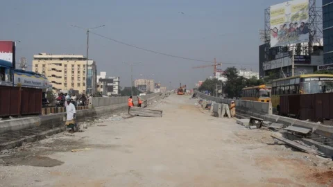 A-flyover-under-construction-india Video stock 97484718