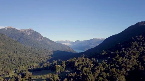 Flyover of Valley in Chilean Andes Stock Footage 100686744