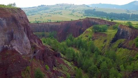Flyover a volcano crater Stock Footage 246704946