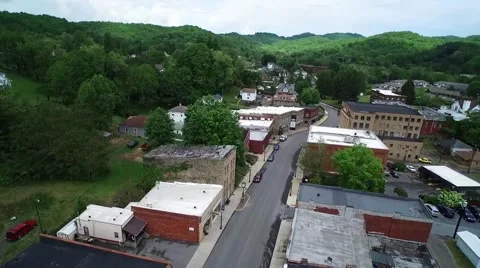 Flyover of West Virginia Coal Mining Town Stock Footage 51233398