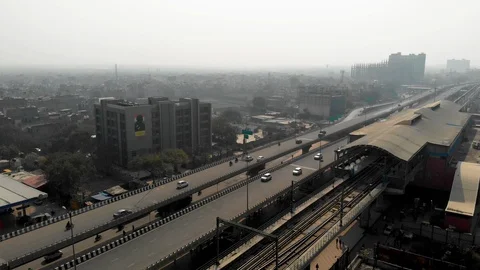 Flyover_Metro_Badrpur Boder_Delhi_India_Feb_28_2019 Stock Footage 108897546