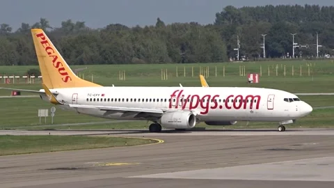 A FlyPGS aircraft is captured taxiing Stock Video Pond5