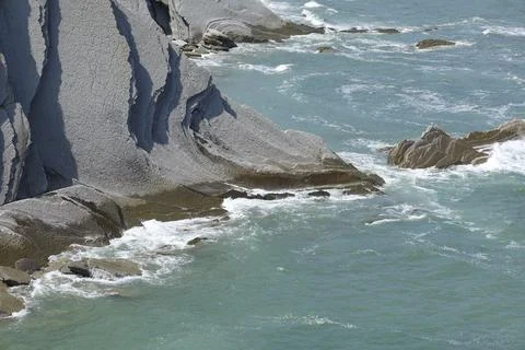 The Flysch formations on the Basque country Stock Photos