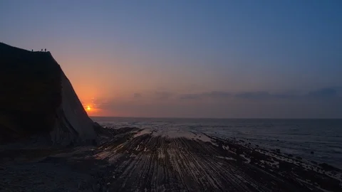 Flysch landscape at twilight. Sunset at the cliff. Stock Footage 112294729