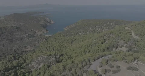 Flythrough Agios Nektarios with a Dynamic Push-In Stock Footage 253906243